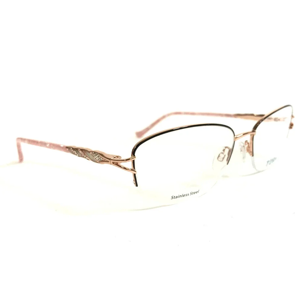 Tura Eyeglasses Frames R238 DGN Dark Gunmetal Rose Gold Crystals 59-18-145
